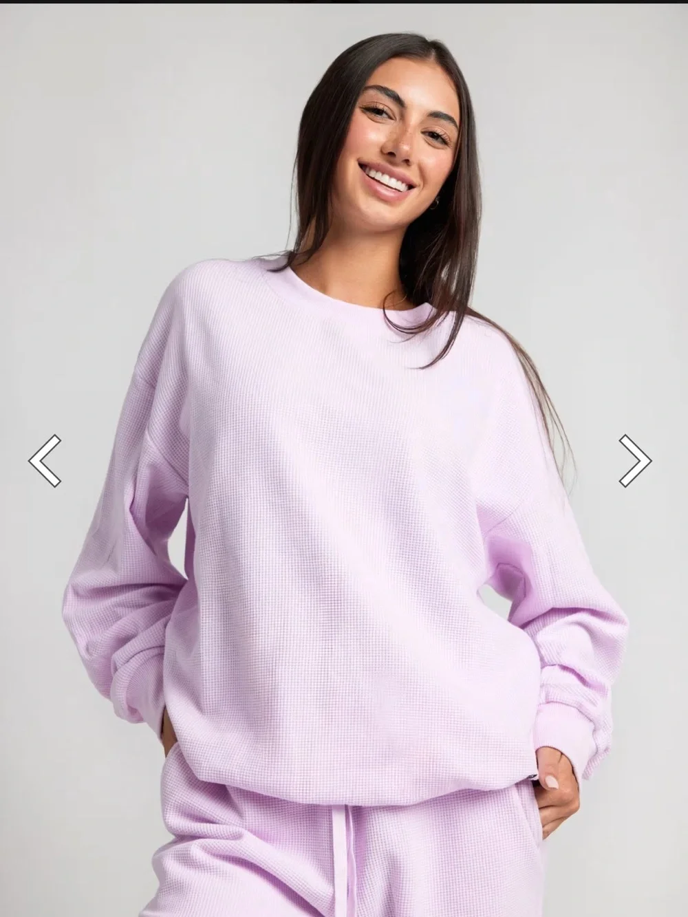 Comfrt Crewneck Waffle Lounge Knit Sweater - Opal